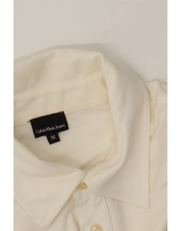 CALVIN KLEIN JEANS Mens Pullover Shirt Medium White Cotton Vintage Calvin Klein Jeans and Second-Hand Calvin Klein Jeans from Messina Hembry 