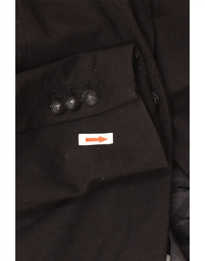 Giacca blazer a 1 bottone da donna Zara UK 12 poliestere nero medio