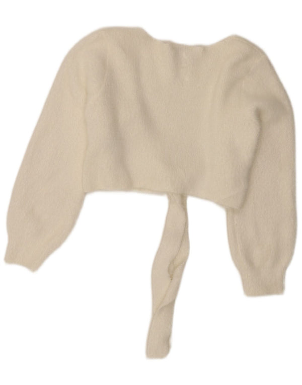Topshop Donna Petite Bolero con cravatta sul davanti UK 16 Large Bianco in poliammide