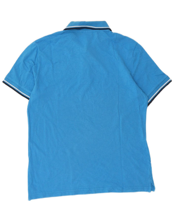 Diadora Mens Polo Shirt Large Blue Striped Cotton