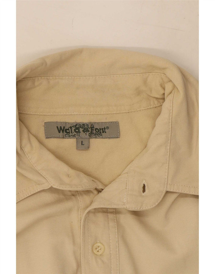 Camicia pullover militare a maniche corte vintage da uomo grande beige