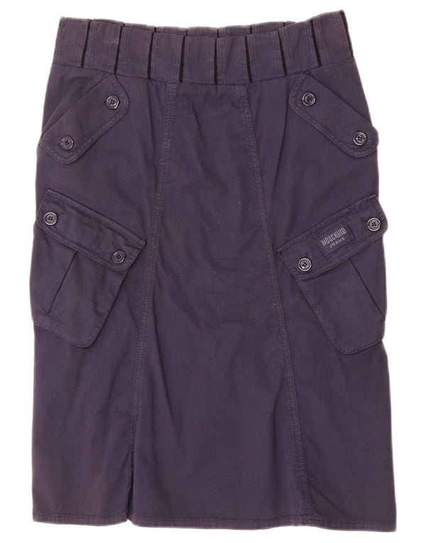 MOSCHINO Womens Midi Cargo Skirt UK 12 Medium  Navy Blue Cotton