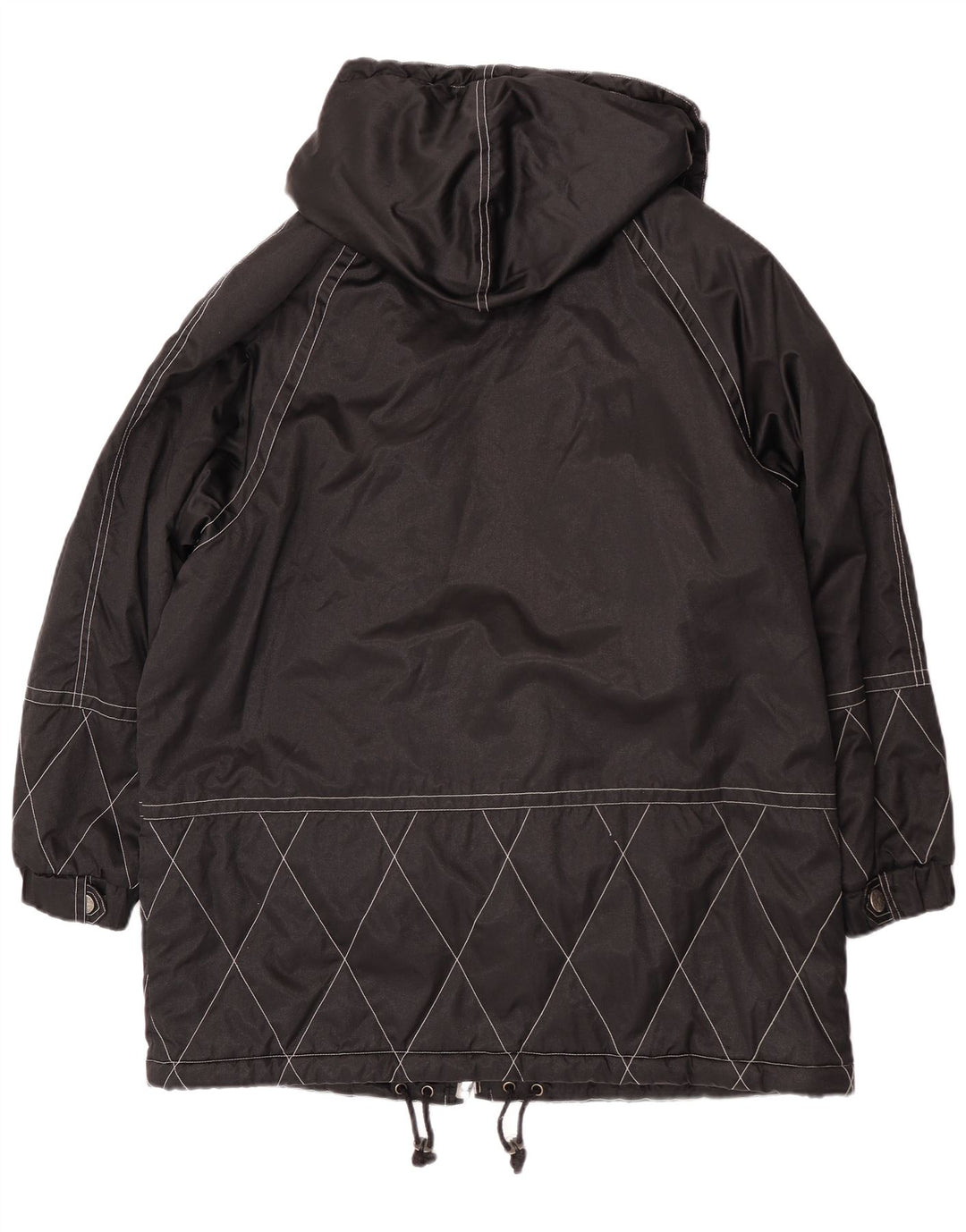 Cappotto vintage da donna oversize con cappuccio, giacca a vento EU 40 medio nero