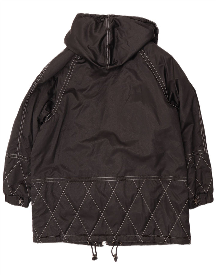 Cappotto vintage da donna oversize con cappuccio, giacca a vento EU 40 medio nero