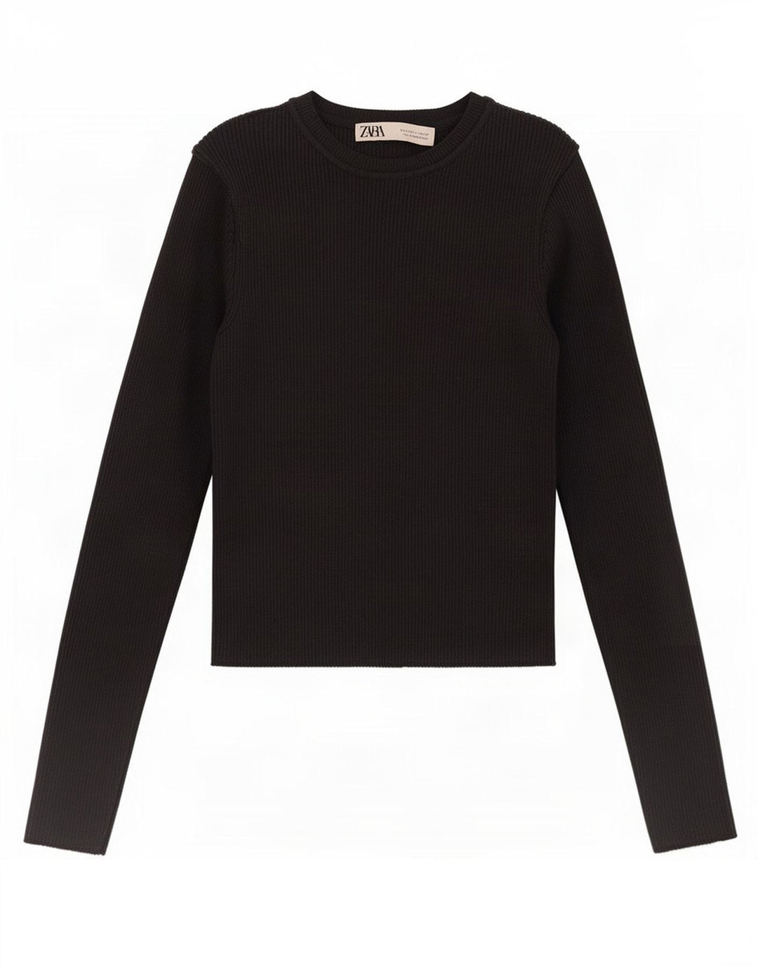 Top Zara da donna a maniche lunghe UK 8 Small in viscosa nera