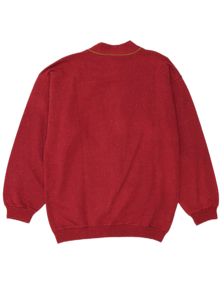 Maglione cardigan da uomo vintage grande bordeaux screziato
