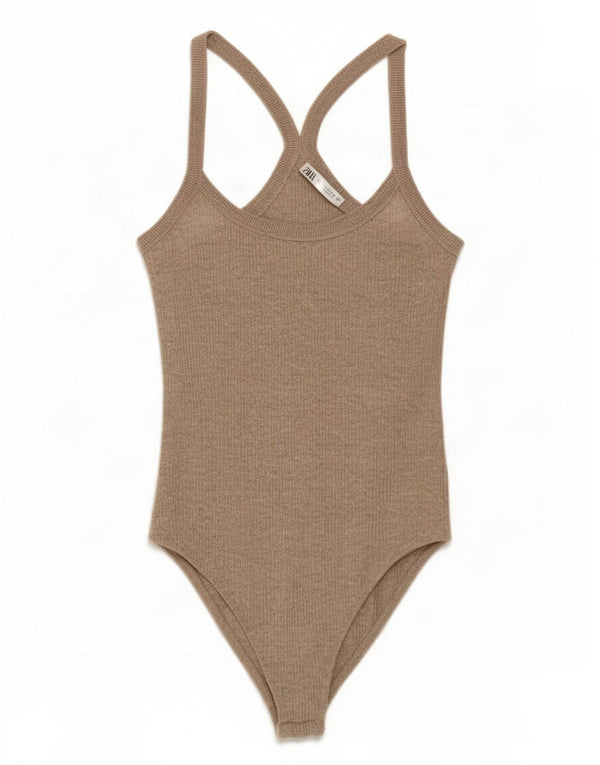 Body senza maniche da donna Zara UK 8 piccolo in cotone grigio