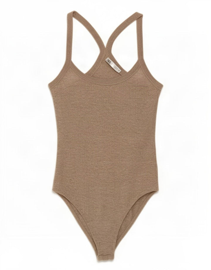 Body senza maniche da donna Zara UK 8 piccolo in cotone grigio