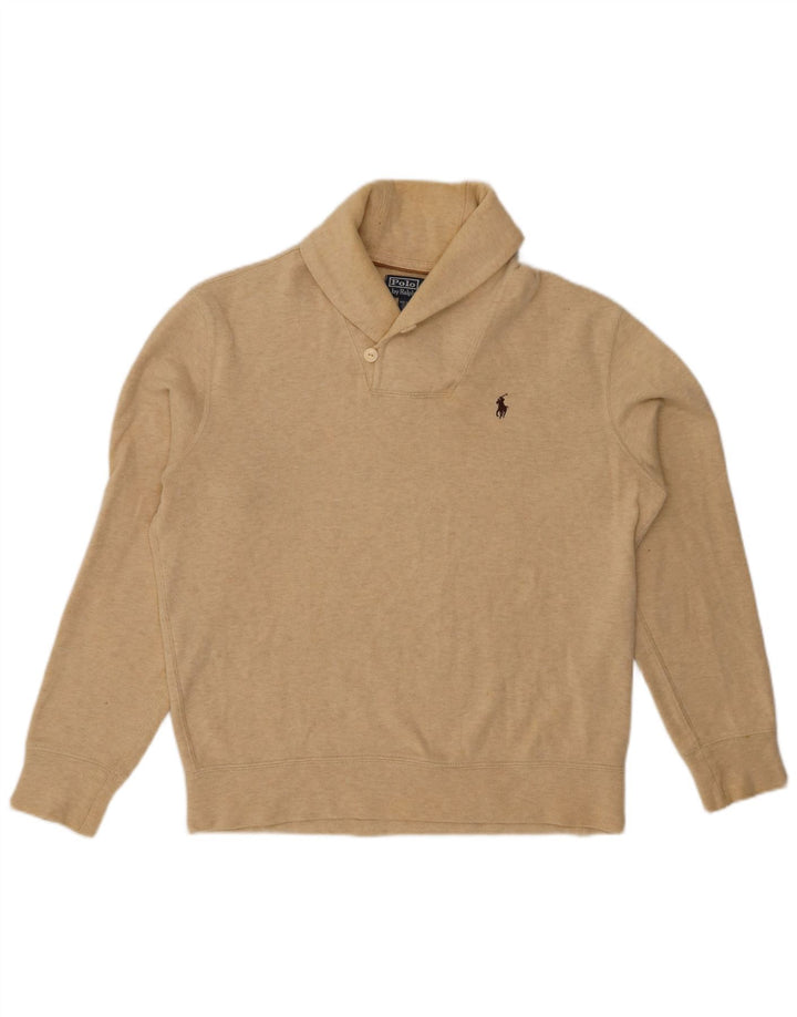 POLO RALPH LAUREN Maglione da uomo con collo a scialle beige medio screziato