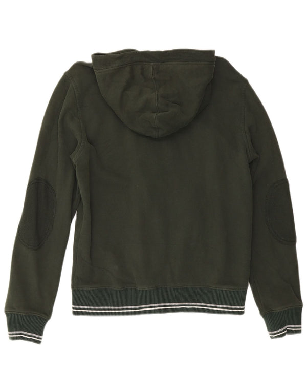 Maglione con cappuccio e zip grafica da uomo Champion in cotone verde medio