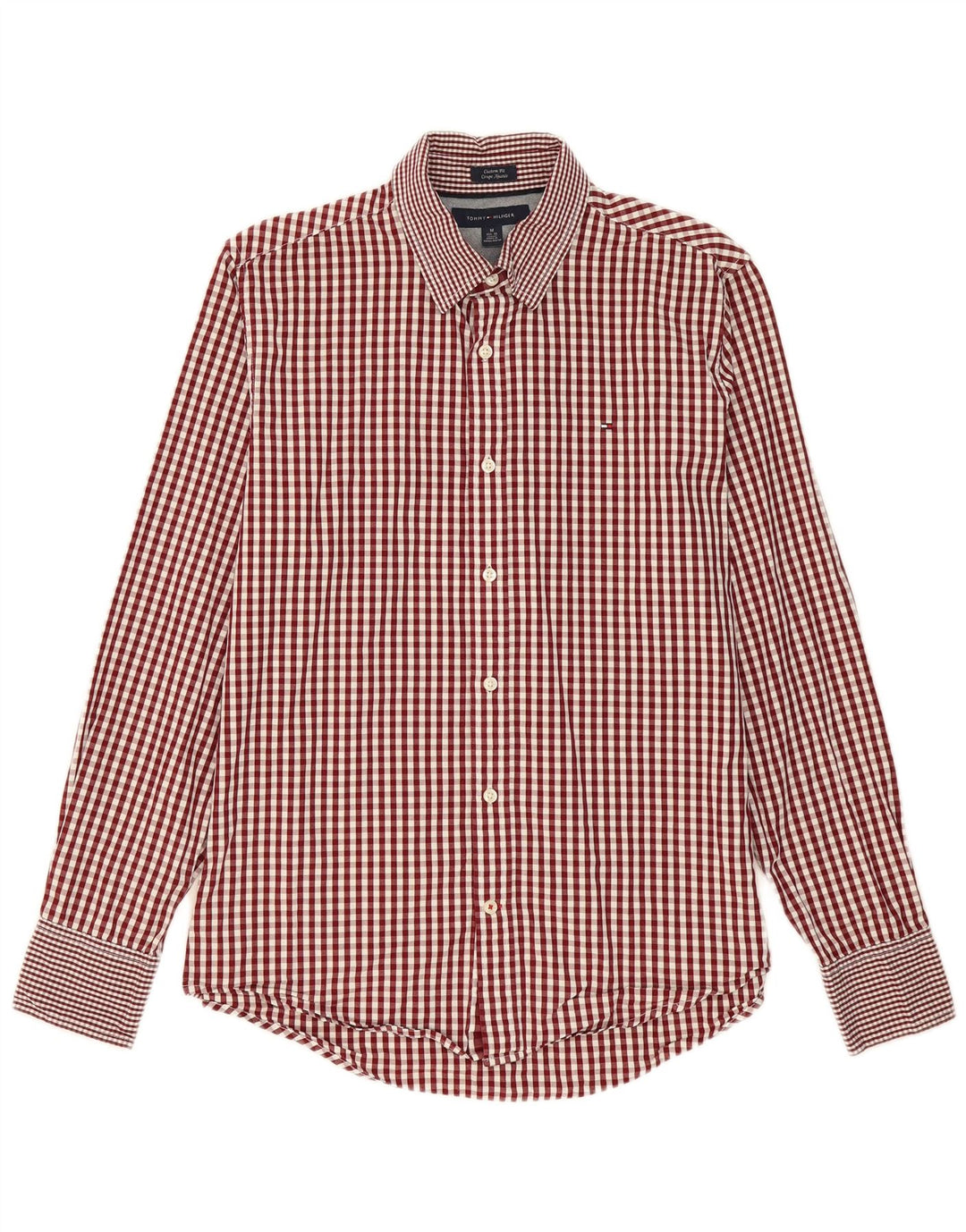 TOMMY HILFIGER Mens Coupe Ajustee Shirt Size 15 1/2 Medium Burgundy