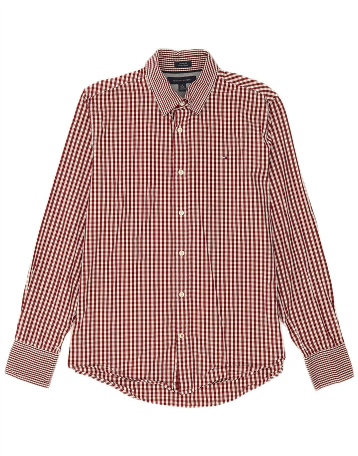 TOMMY HILFIGER Mens Coupe Ajustee Shirt Size 15 1/2 Medium Burgundy