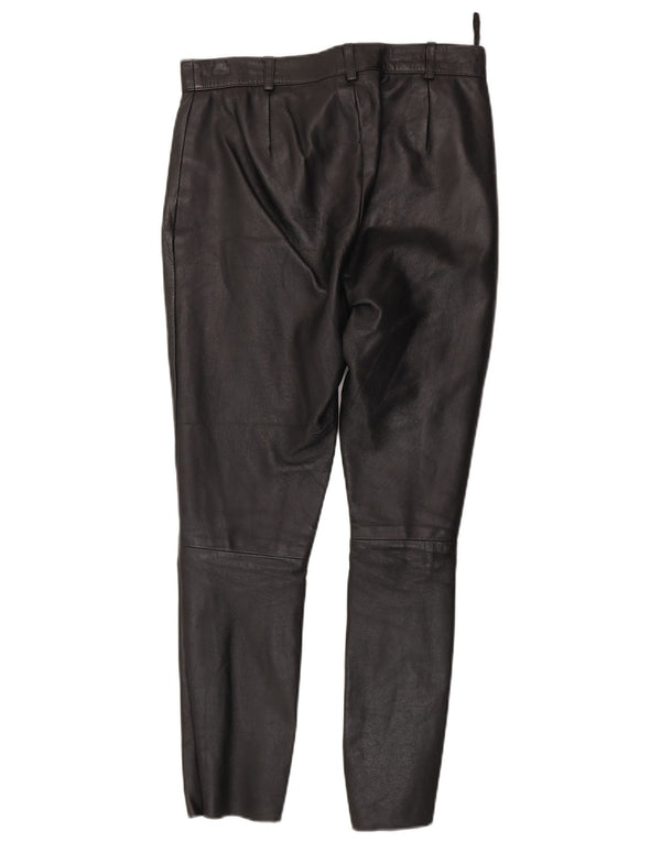 Pantaloni in pelle slim da donna Sasha UK 12 medi W30 L26 neri