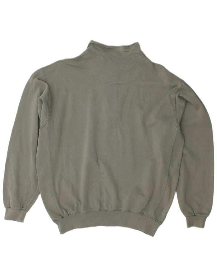 CHAMPION Mens Zip Neck Sweatshirt Jumper Medium Green Cotton