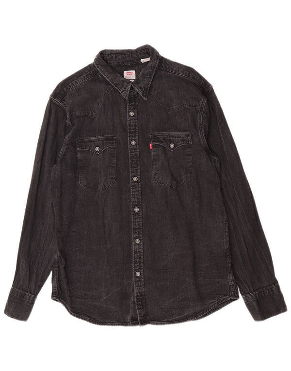 Camicia di jeans standard da uomo Levi's Large in cotone grigio