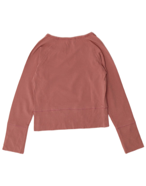 GUESS Top corto da donna a maniche lunghe UK 12 Cotone rosa medio