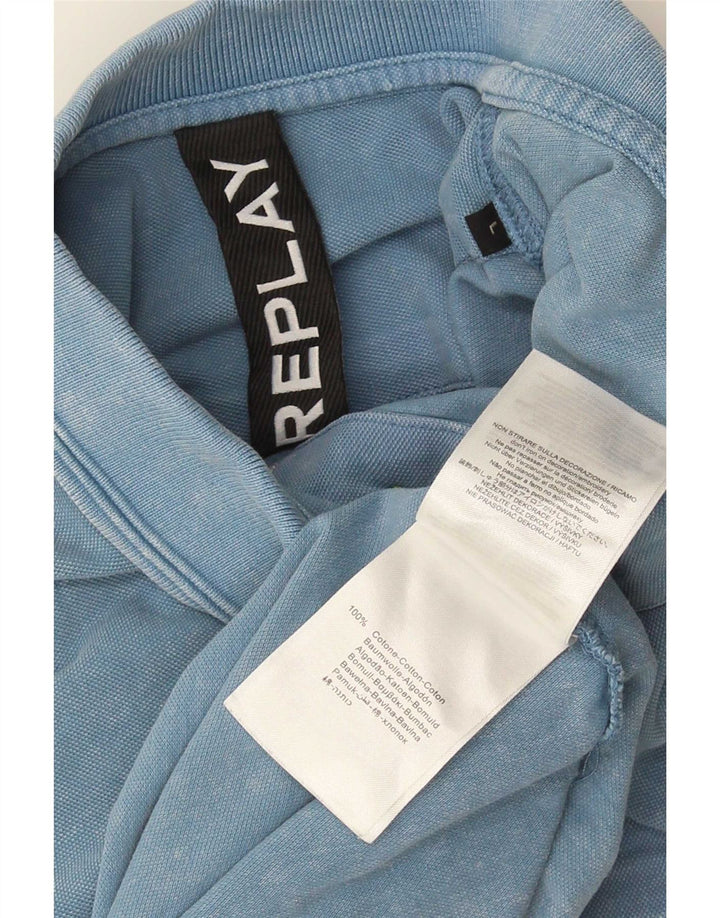 Polo Uomo Replay Large in Cotone Blu