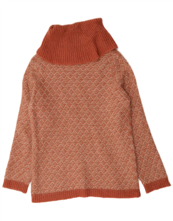 Maglione maglione a collo alto da donna Madeleine UK 14 Rosa medio geometrico