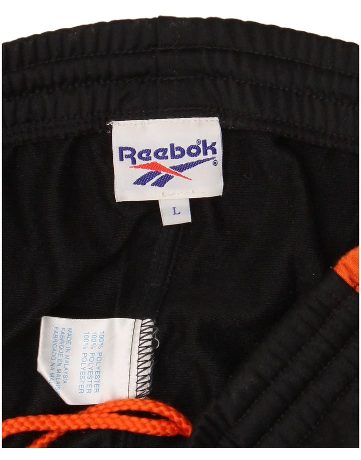 Pantaloni da tuta da uomo Reebok Large in poliestere color block nero