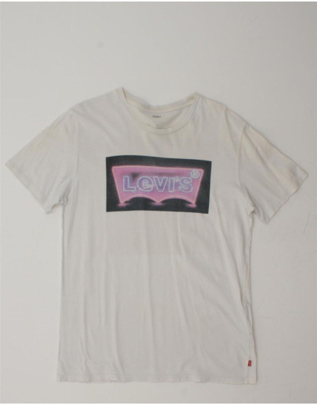 LEVI'S Mens Graphic T-Shirt Top Medium White Cotton Vintage Levi's and Second-Hand Levi's from Messina Hembry 