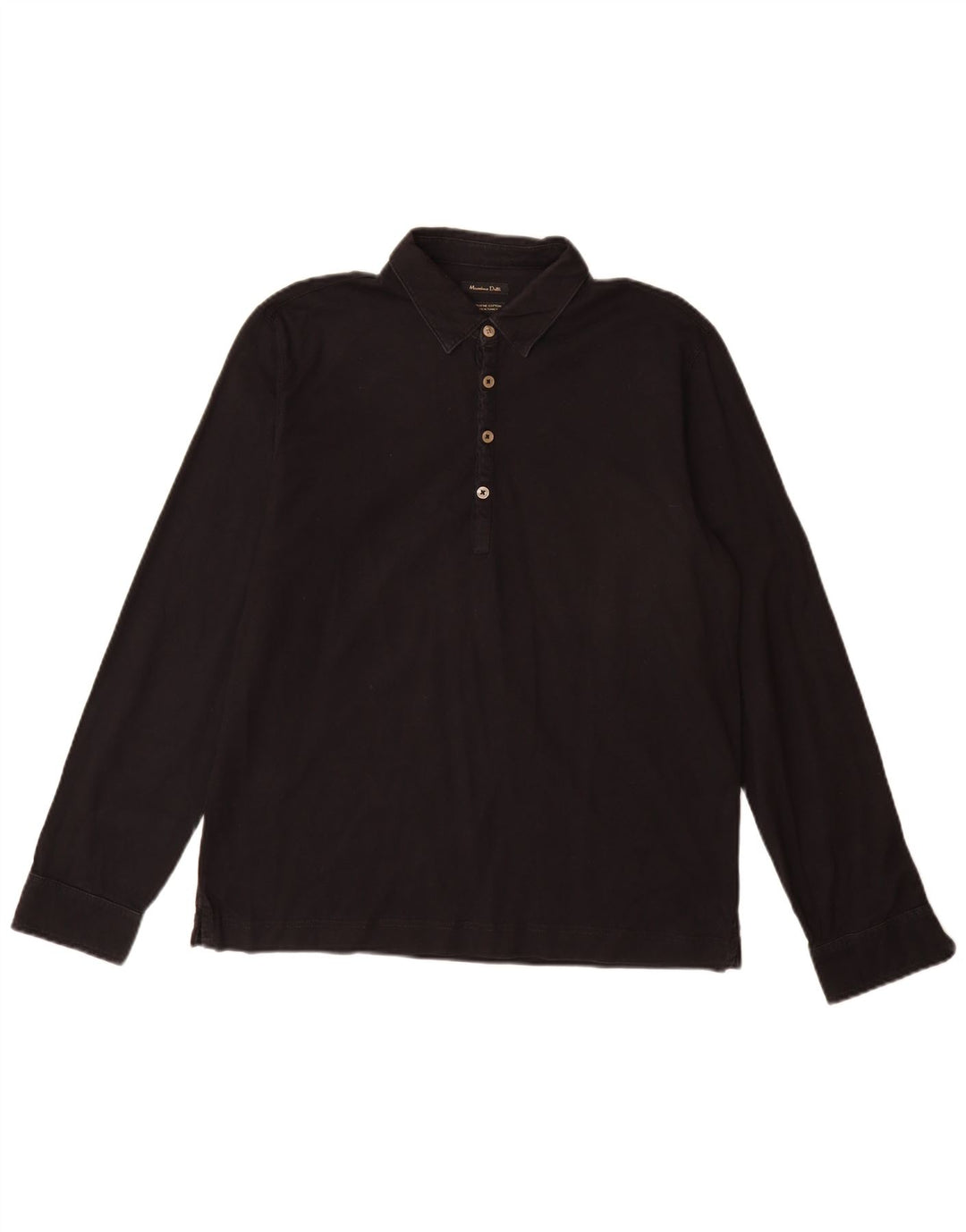 Polo da uomo a maniche lunghe Massimo Dutti grande in cotone nero