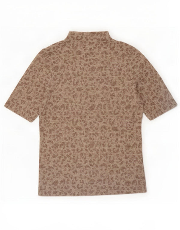 Top camicetta da donna Marks & Spencer UK 12 Viscosa con stampa animalier beige medio