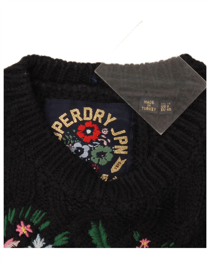 Maglione maglione girocollo con grafica da donna Superdry UK 12 medio blu navy