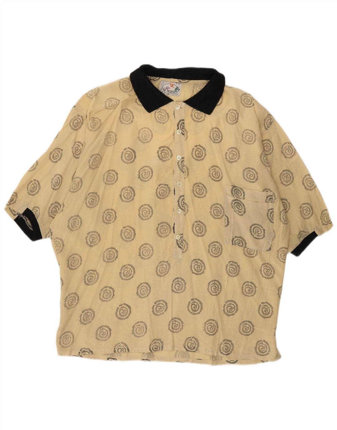 Camicia pullover a maniche corte da uomo ONE WAY XL in viscosa geometrica beige