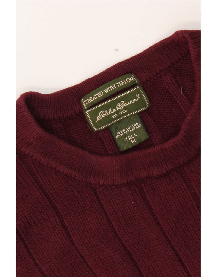 Maglione maglione girocollo alto da uomo Eddie Bauer in cotone bordeaux medio