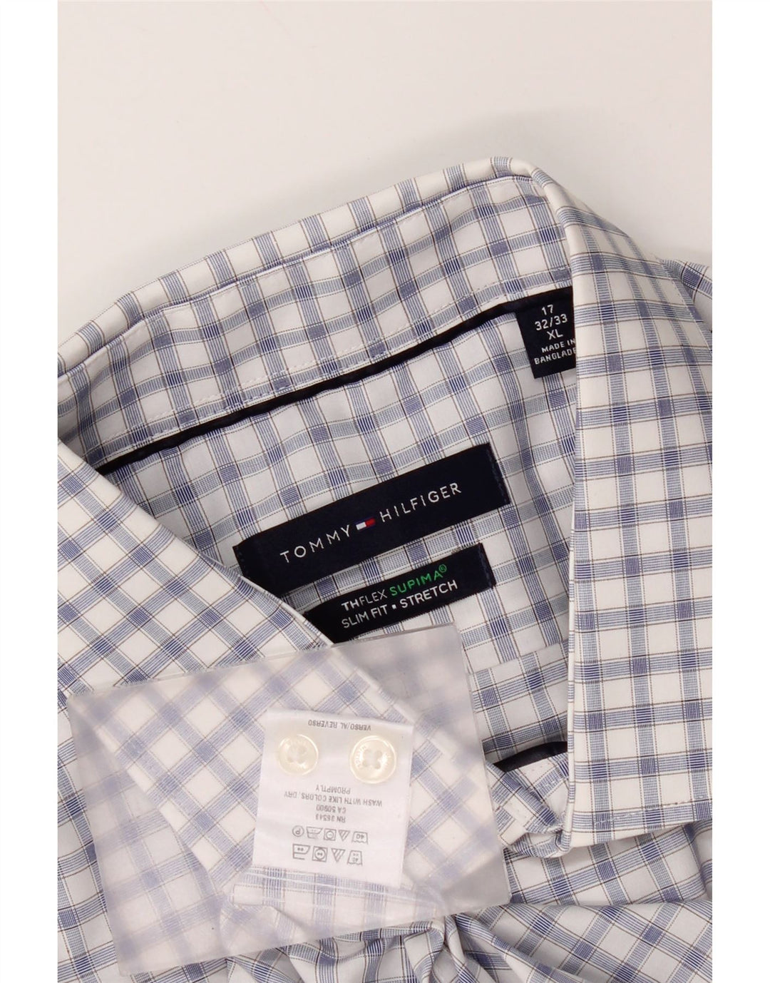 Camicia slim fit da donna Tommy Hilfiger XL in cotone a quadretti blu