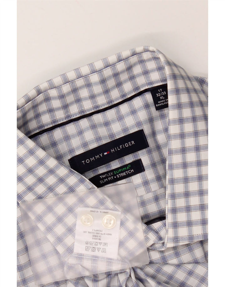 Camicia slim fit da donna Tommy Hilfiger XL in cotone a quadretti blu
