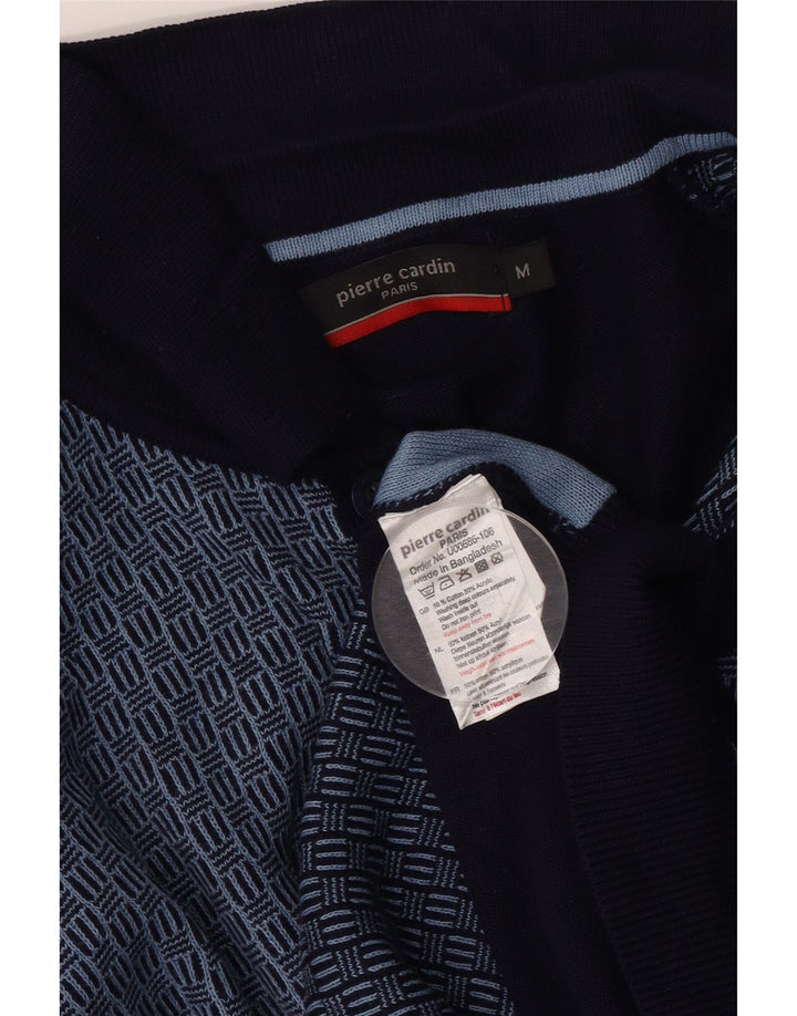 Camicia in maglia a maniche corte da uomo Pierre Cardin medio blu navy geometrico