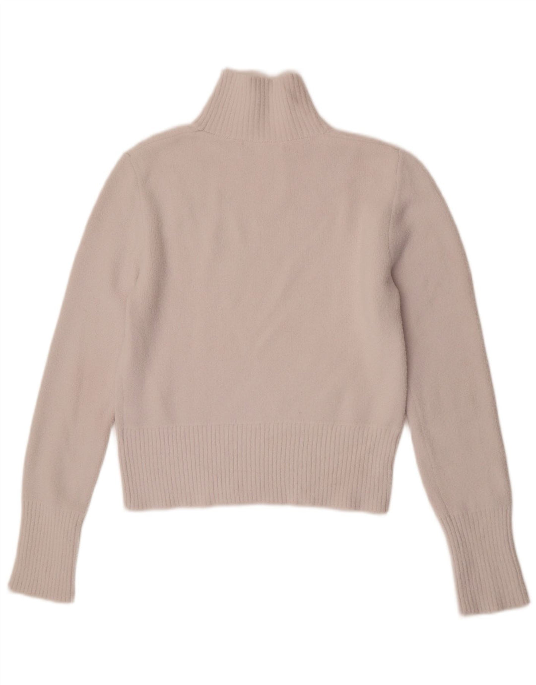 Maglione corto con collo alto da donna Zara UK 12 nylon bianco medio