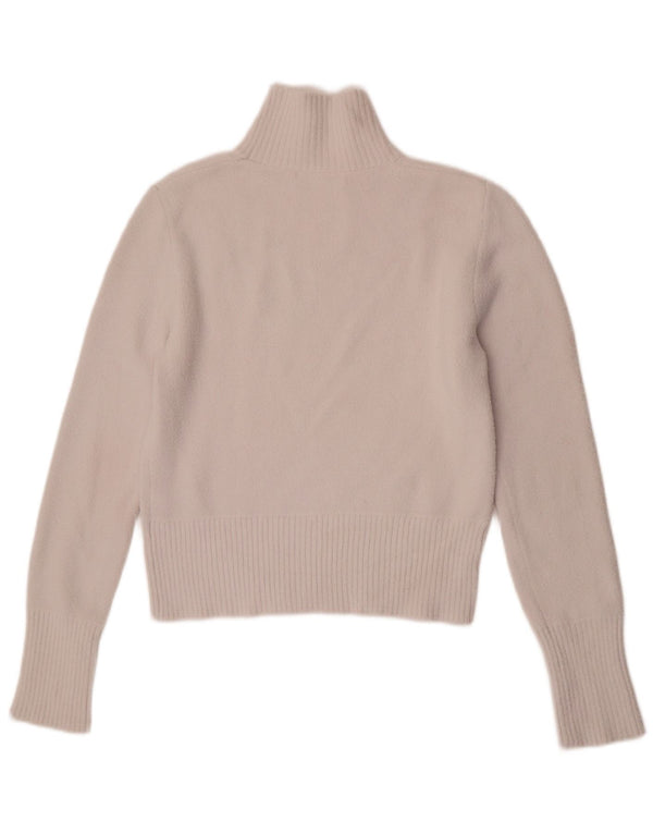 Maglione corto con collo alto da donna Zara UK 12 nylon bianco medio