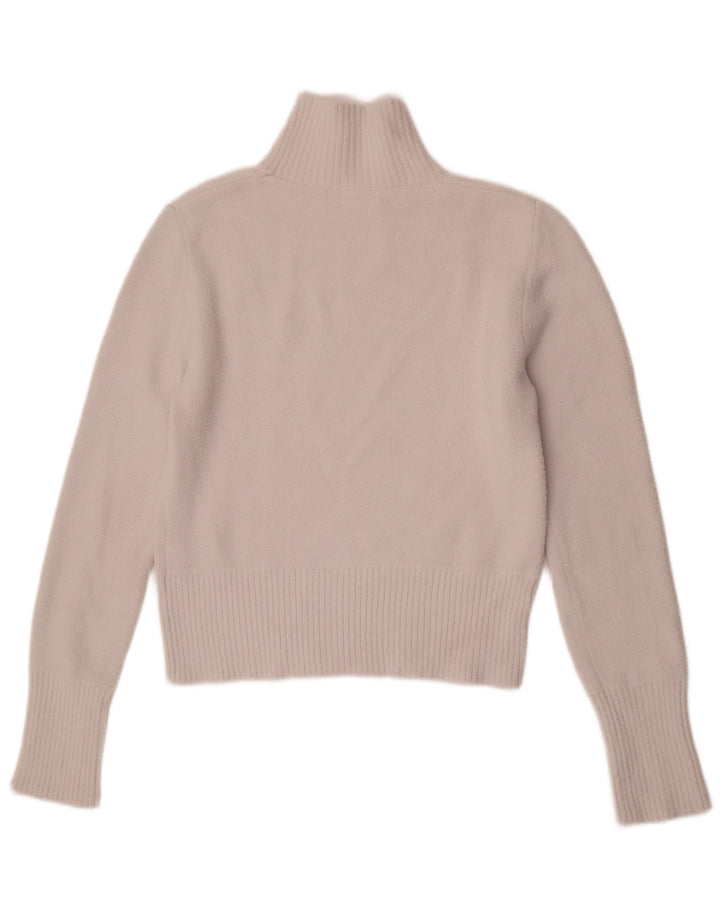 Maglione corto con collo alto da donna Zara UK 12 nylon bianco medio