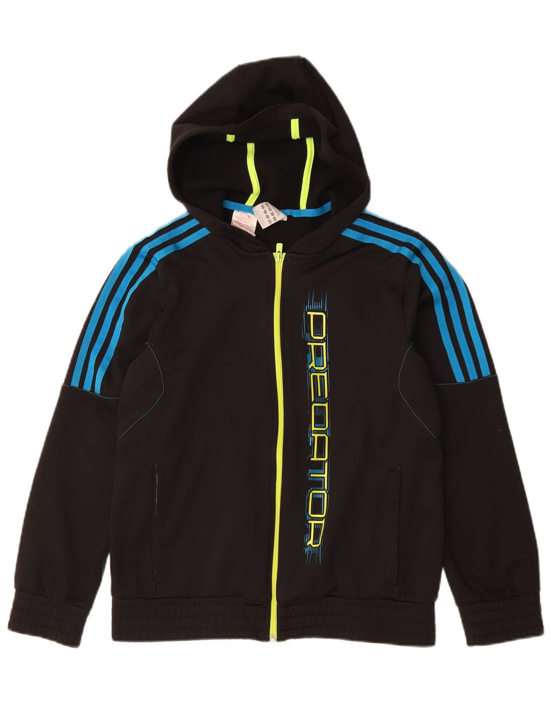 Felpa con cappuccio con zip grafica Adidas Predator da ragazzo 13-14 anni in poliestere nero