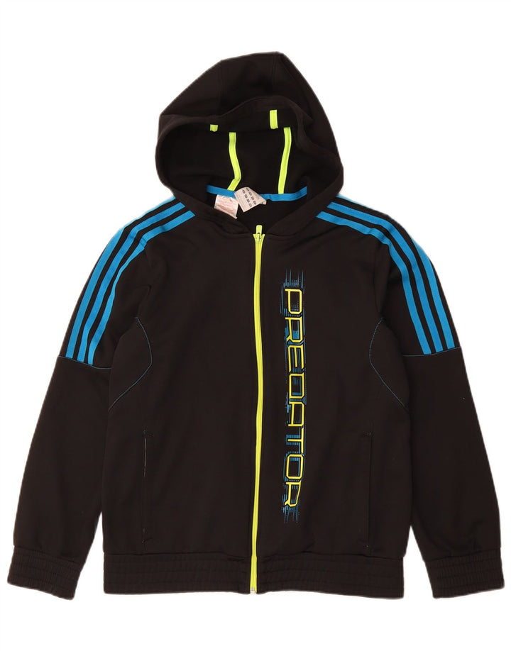 Felpa con cappuccio con zip grafica Adidas Predator da ragazzo 13-14 anni in poliestere nero