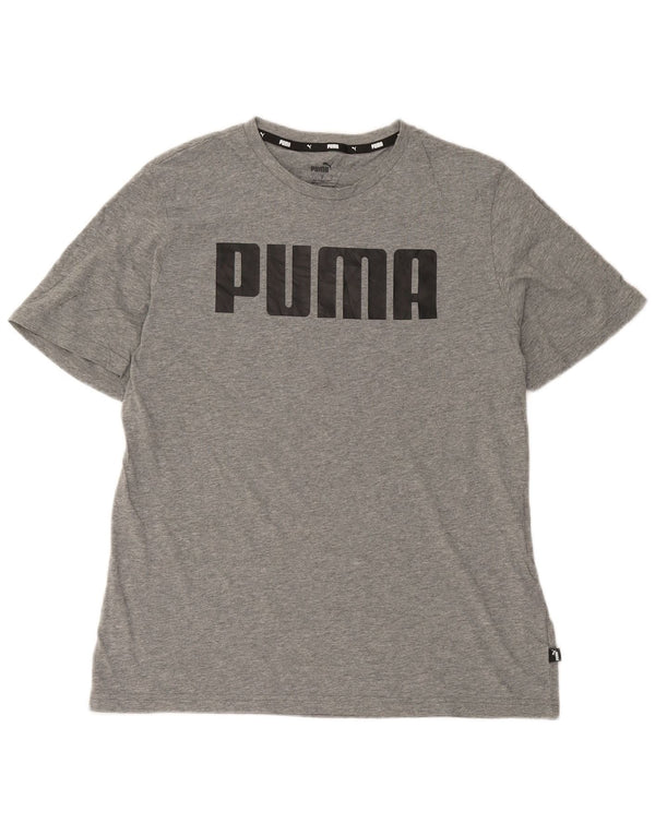 T-shirt grafica da uomo Puma grande in cotone grigio