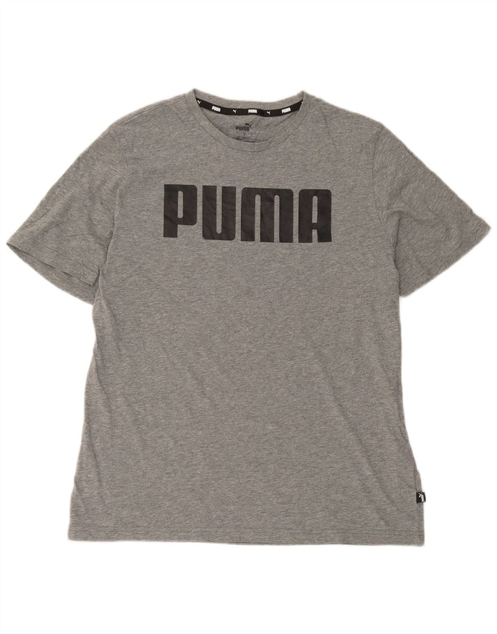 T-shirt grafica da uomo Puma grande in cotone grigio