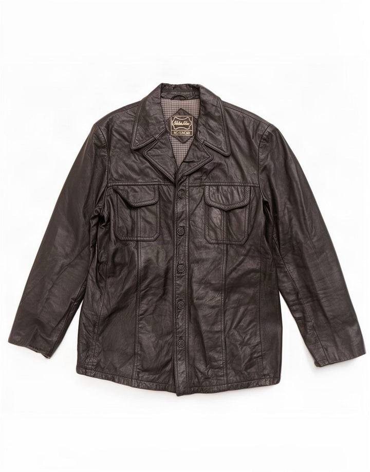 Giacca in pelle vintage da uomo UK 36 piccola nera