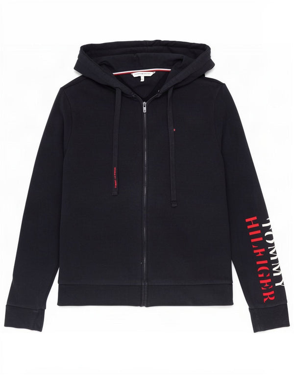 Tommy Hilfiger Womens Graphic Zip Hoodie Sweater UK 10 Small Navy Blue