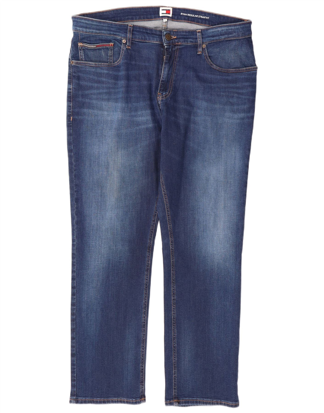 TOMMY HILFIGER Jeans dritti da uomo Ryan vestibilità regolare W36 L30 cotone blu