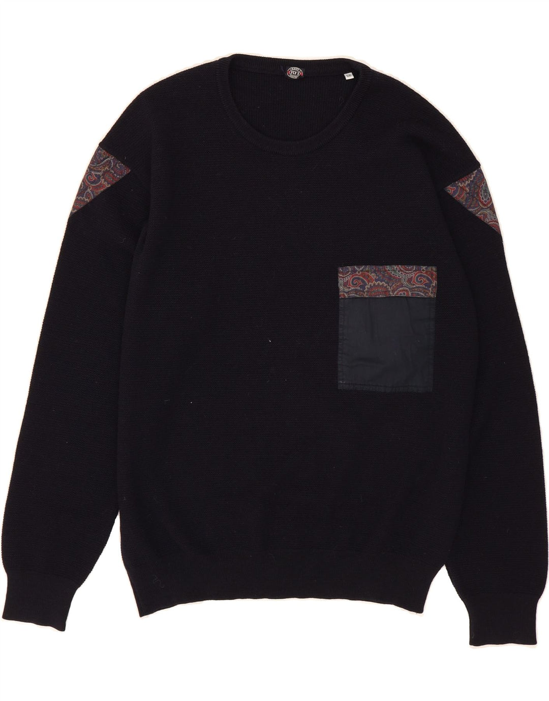 FLY Mens Crew Neck Jumper Sweater IT 56 2XL Navy Blue New Wool Vintage Fly and Second-Hand Fly from Messina Hembry 