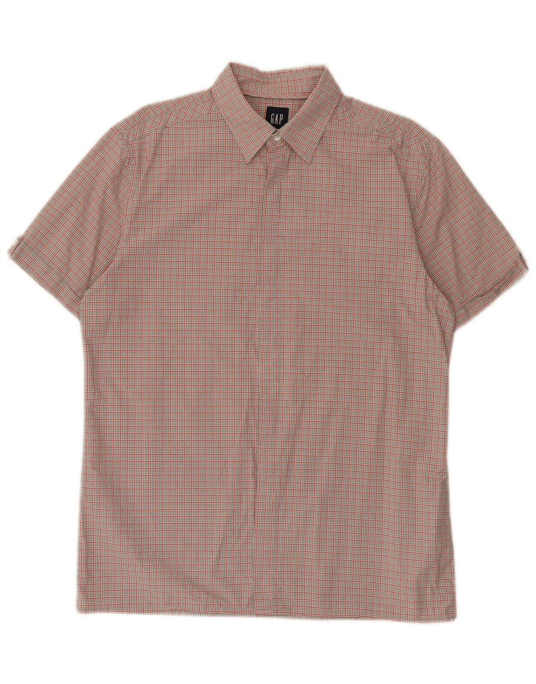 Camicia Gap da uomo a maniche corte in cotone a quadri grigio medio