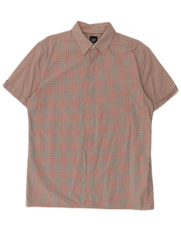 Camicia Gap da uomo a maniche corte in cotone a quadri grigio medio
