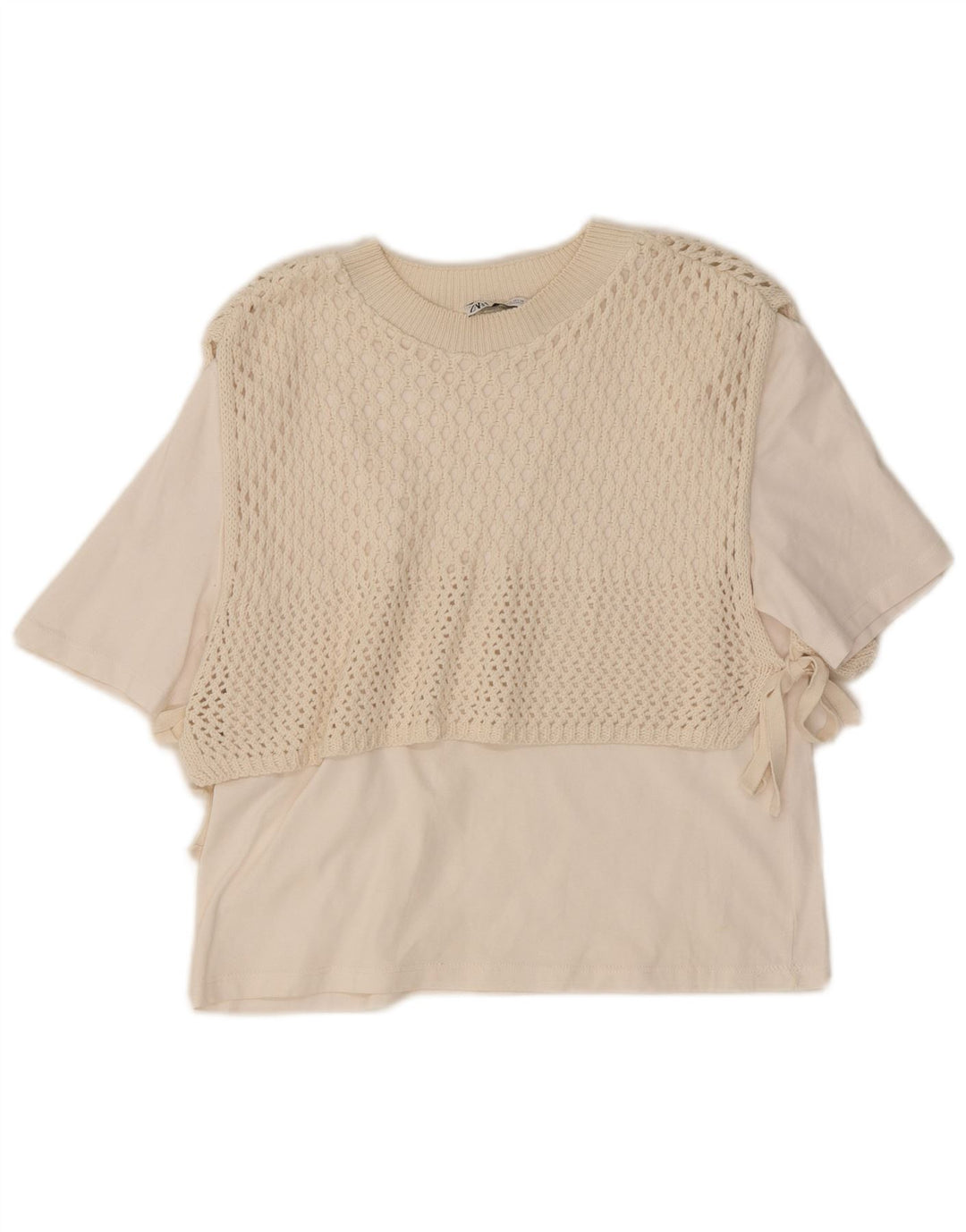 Top Camicetta Donna Zara UK 12 Bianco Medio