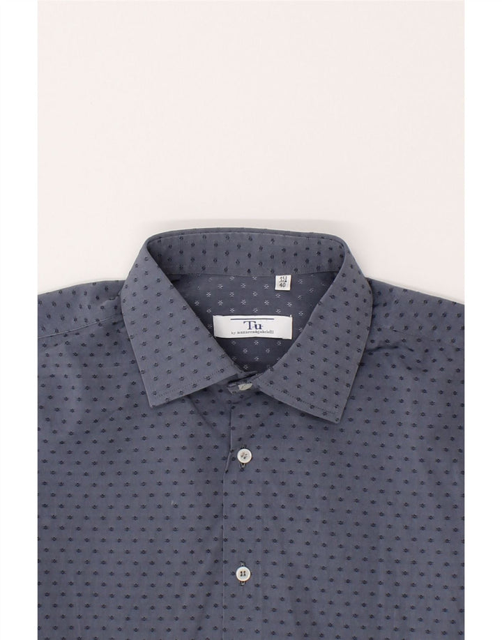 NAZARENO GABRIELLI Mens Shirt Size 15 3/4 40 Medium Blue Spotted Vintage Nazareno Gabrielli and Second-Hand Nazareno Gabrielli from Messina Hembry 