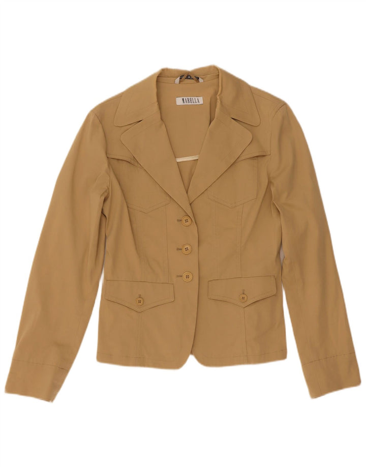 Giacca blazer a 3 bottoni da donna Marella UK 6 XS cotone beige