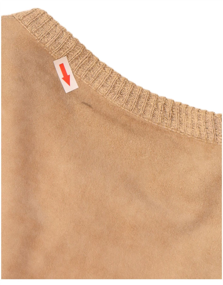 Giubbotto bomber in pelle scamosciata vintage da uomo UK 38 in pelle a righe beige medio