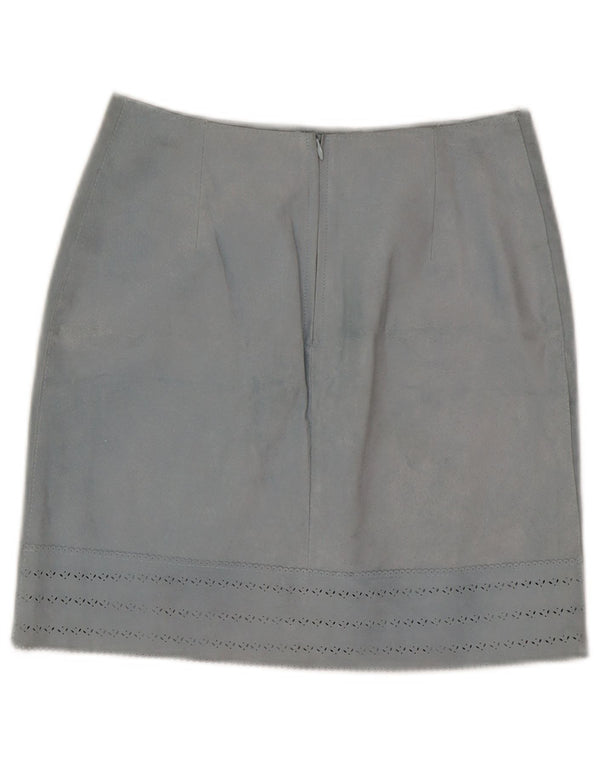 Gonna in pelle vintage da donna IT 42 media W27 in pelle blu